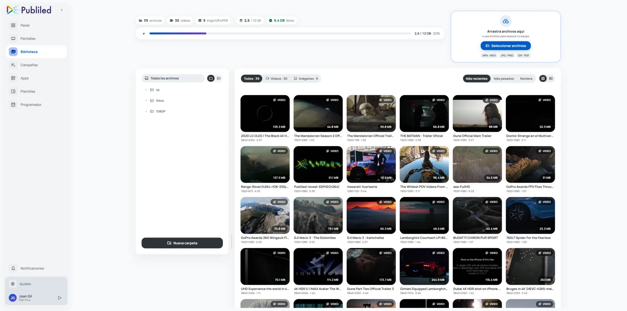 Panel de control web para multiples pantallas de TV