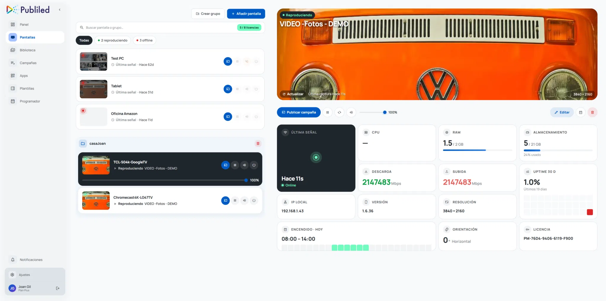 login a la web de gestion de publicidad para televisores